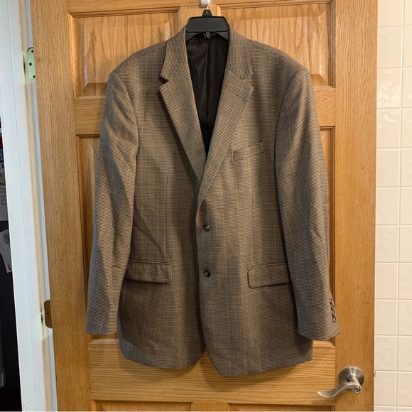 Jos. A. Bank Travelers Collection Tailored Fit Wool Brown Blazer Sport Coat 46L - Picture 5 of 10